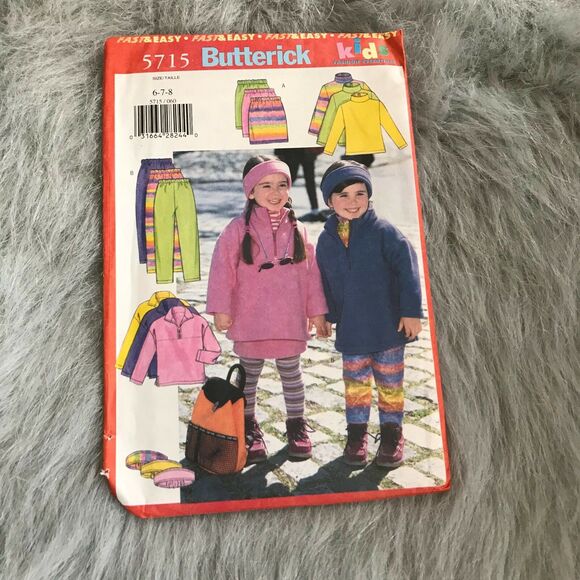 Butterick 5715 Kids Fashion Essentials Skirt Tunic Top Leggings Headband 6 7 8 - Picture 1 of 4